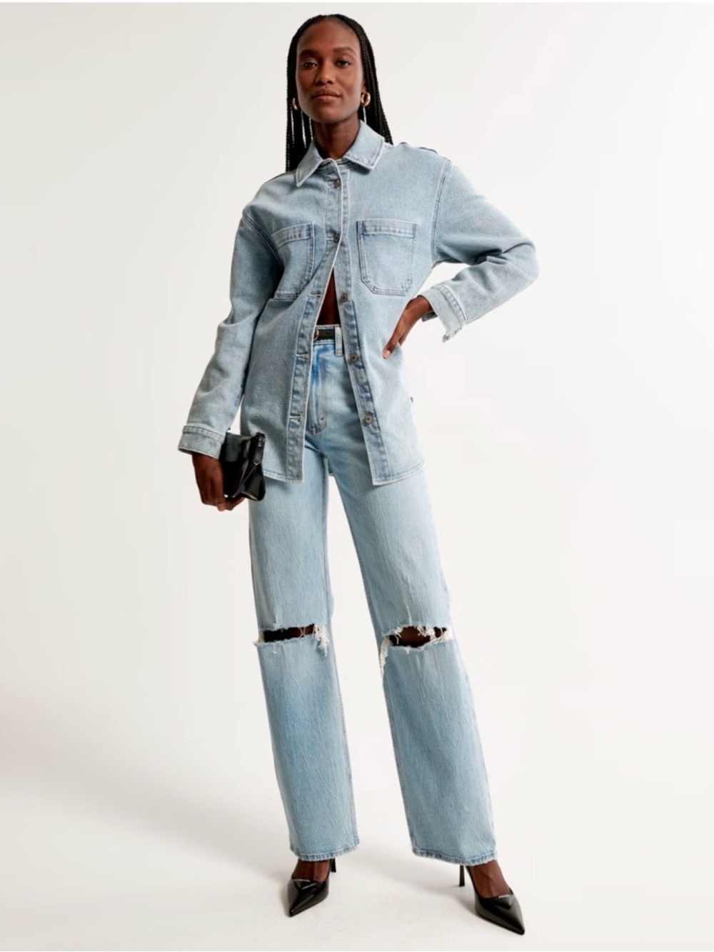 Abercrombie & Fitch 90s Relaxed Jean High Rise Ripped / Distressed Size 24 short